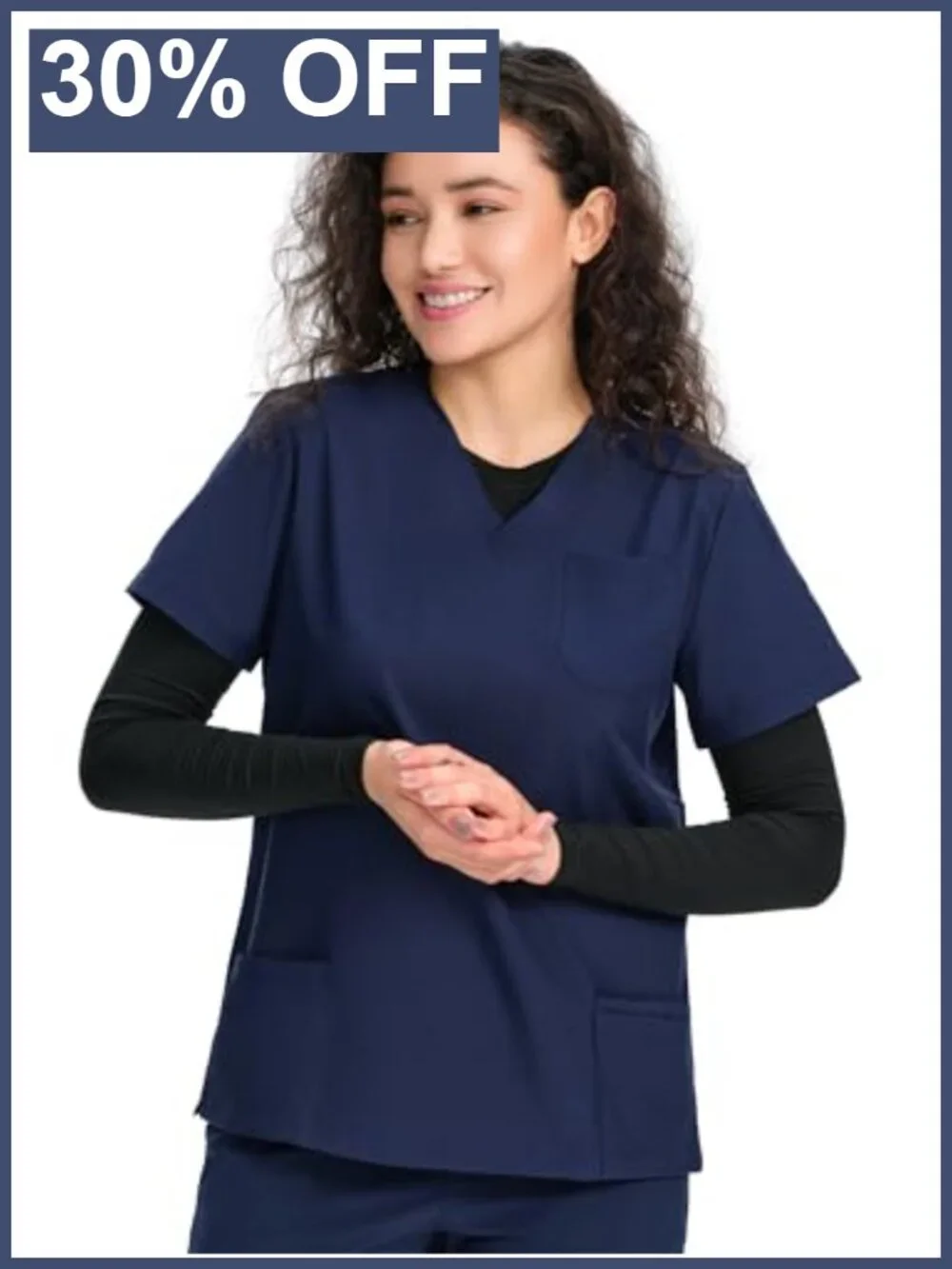 Women's Long Sleeve Underscrub Crew Neck Slim Fit Stretch Medical